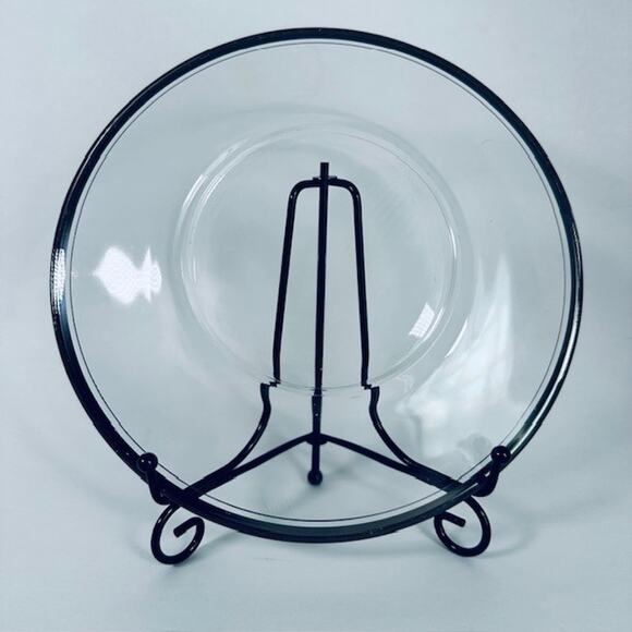 Tiffin-Franciscan Jewel Luncheon Plate Blown Glass Platinum Trim & Verge VTG - Picture 3 of 9